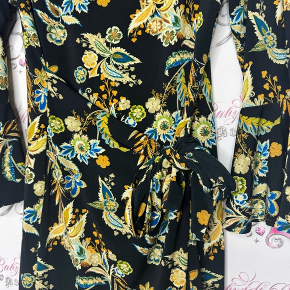 ECI New York dress bell bottom sleeve flare tie up bow ribbon 🎀 waist ruffle hem - Picture 8 of 13